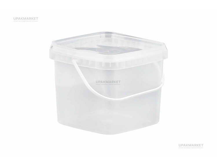 Ведро/крышка 1л прозрачное квадратное /131х131х110/ — UPAKMARKET