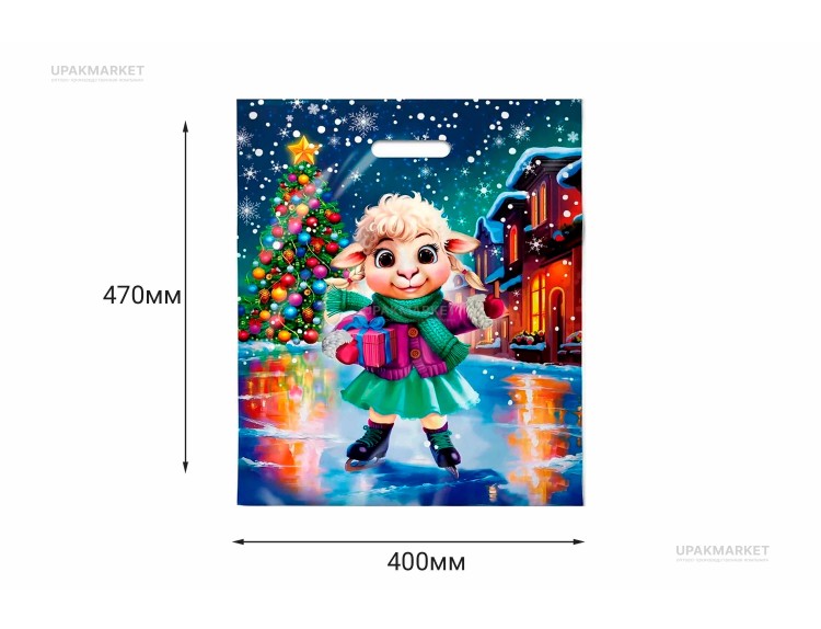 Пакет НГ с вырубной ручкой 40х47см "Фигуристка" Интерпак /10уп х 50шт/ — UPAKMARKET