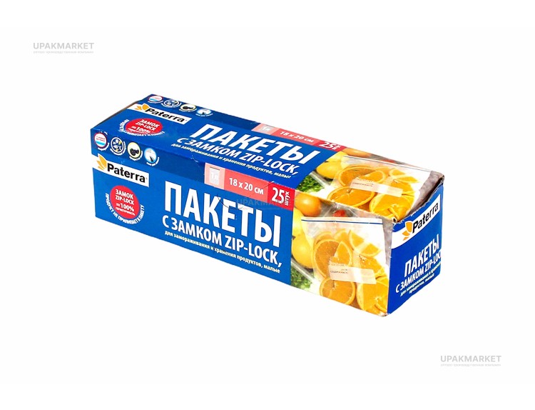 Пакеты для замораживания и хранения продуктов 1л с замком ZIP-LOCK 18х20 PATERRA (25шт в упаковке) — UPAKMARKET