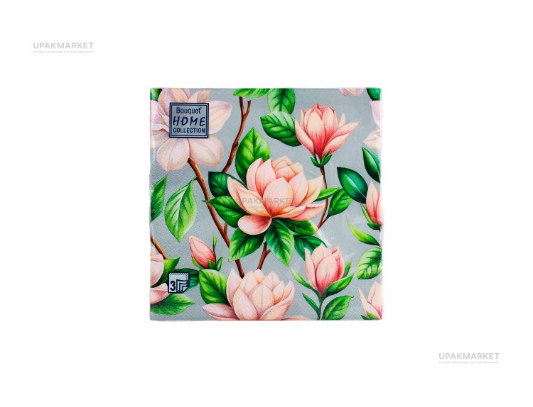 Салфетки 33х33 3 слоя "Цветущая магнолия" 20шт Art Bouquet — UPAKMARKET