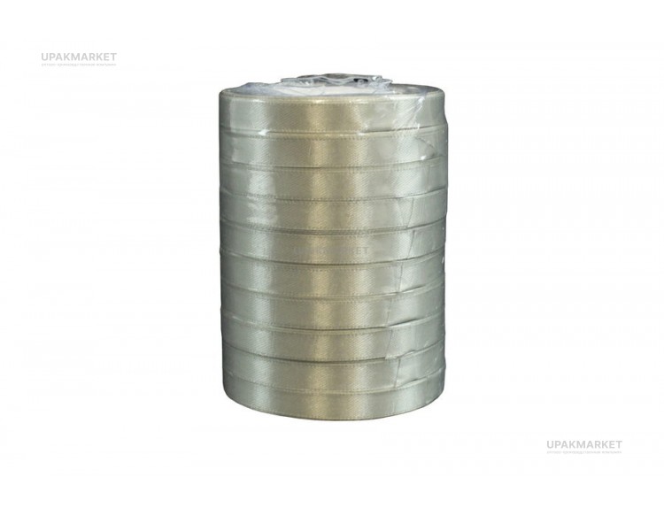Лента 1 см Атласная Серая 22 м (10 бабин) — UPAKMARKET
