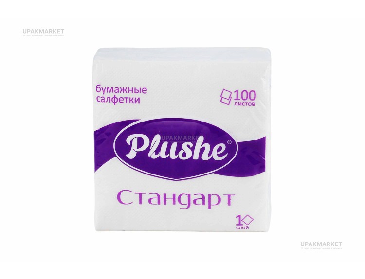 Салфетки 24х24 1 слой 100 листов Стандарт белые PLUSHE — UPAKMARKET