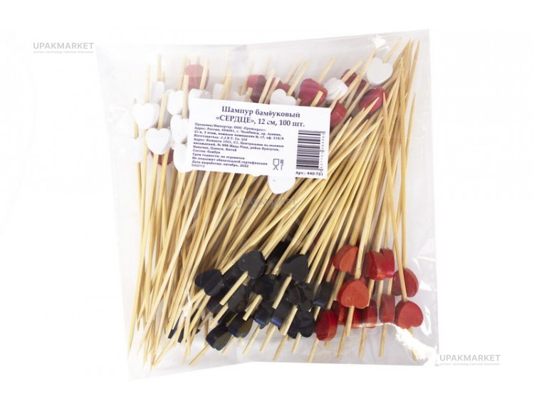 Пика LINGER "Сердце" бамбук /100шт/ 12см — UPAKMARKET