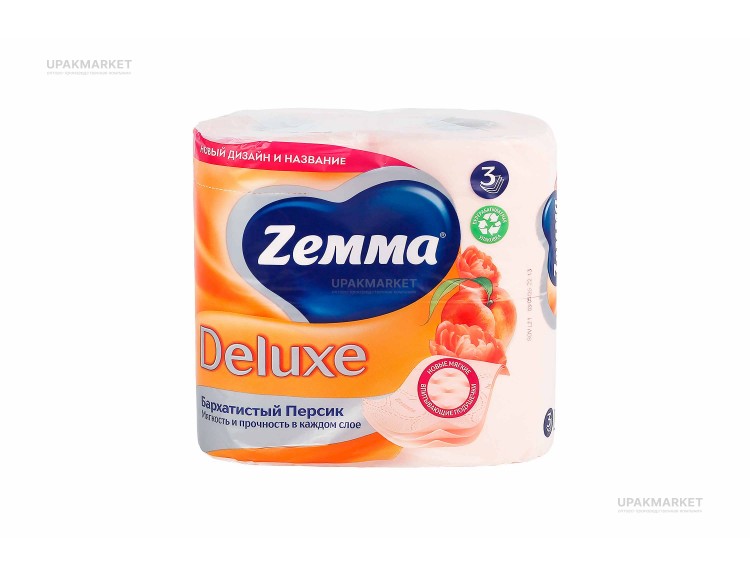 Туалетная бумага ZEMMA Deluxe 3слоя Бархатистый персик 4шт — UPAKMARKET