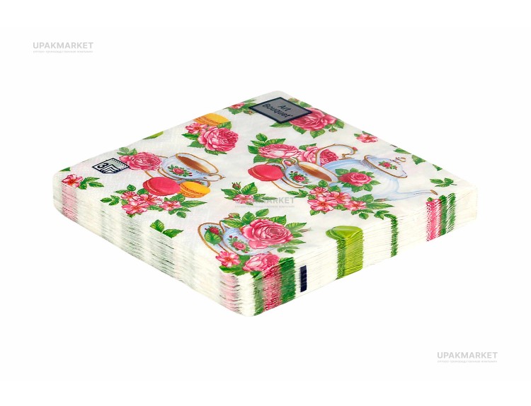 Салфетки 33х33 трехслойные "Чайная роза" 20шт Art Bouquet — UPAKMARKET