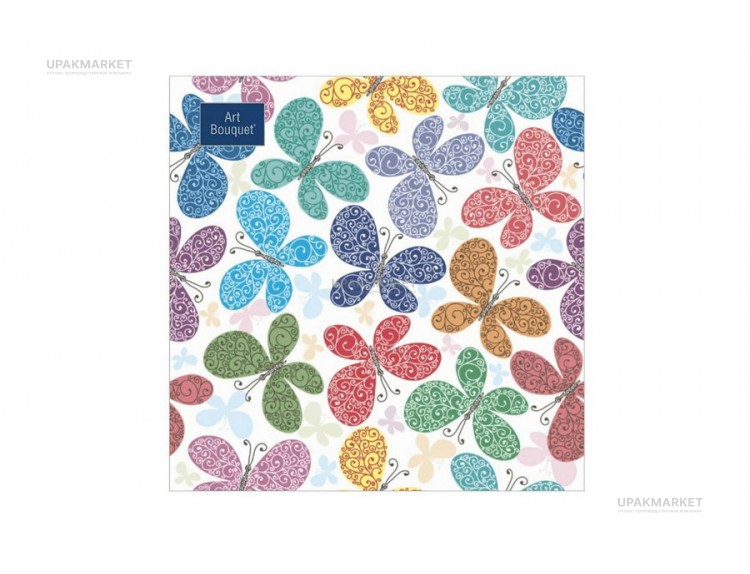 Салфетки 33х33 3х сл. "Бабочки" 20шт Art Bouquet — UPAKMARKET