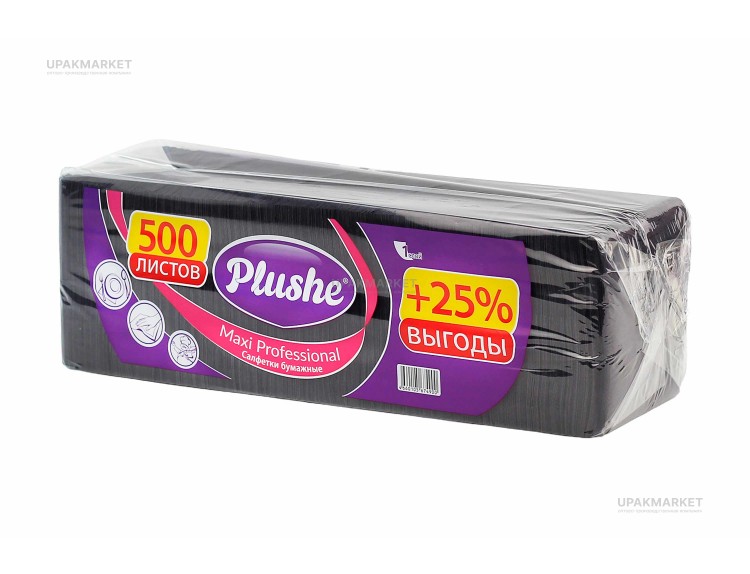 Салфетки 24х24 1 слойные 500 листов Интенсив черные PLUSHE — UPAKMARKET