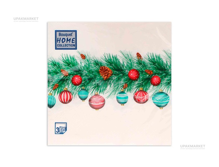 Салфетки НГ 33х33 3х сл. "Новогодняя гирлянда" 20шт Art Bouquet — UPAKMARKET