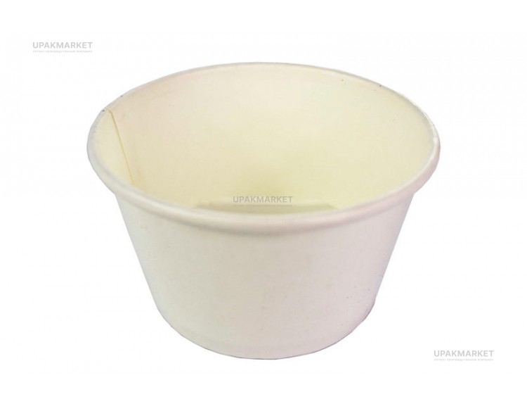 Бумажные креманка/супница белая /d1-114,d2-92,h-55/ 330мл РМП — UPAKMARKET