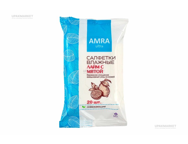 Салфетки влажные 20шт освежающие 4 аромата Бумфа АМРА — UPAKMARKET