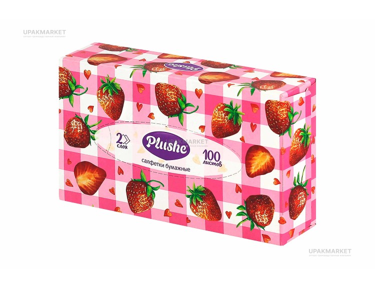 Салфетки в коробке V-сложение 2х сл. 100шт PLUSHE — UPAKMARKET