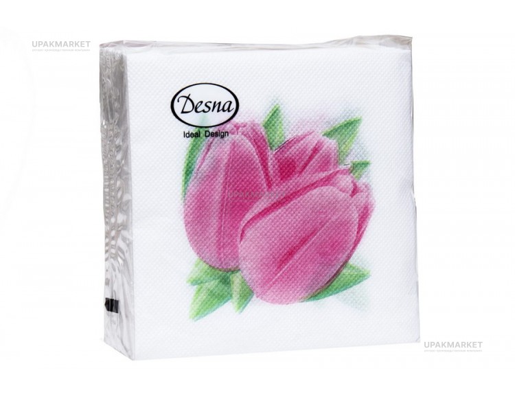Салфетки 25х25 "Тюльпаны" 1 сл. 40л ДЕСНА — UPAKMARKET