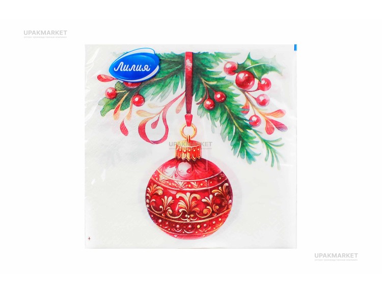Салфетки 33х33 ЛИЛИЯ, 2-х слойные, 20 листов, Нарядное украшение — UPAKMARKET