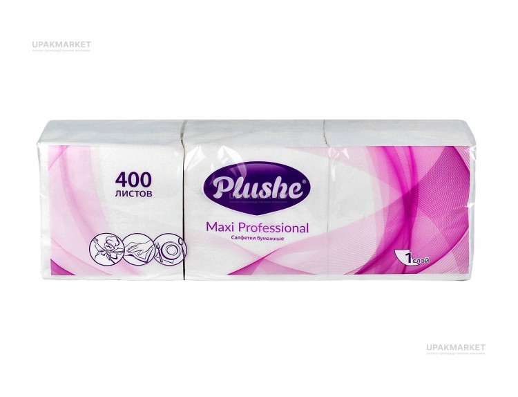 Салфетки 24х24 1слой PLUSHE 400 листов Белые classic — UPAKMARKET