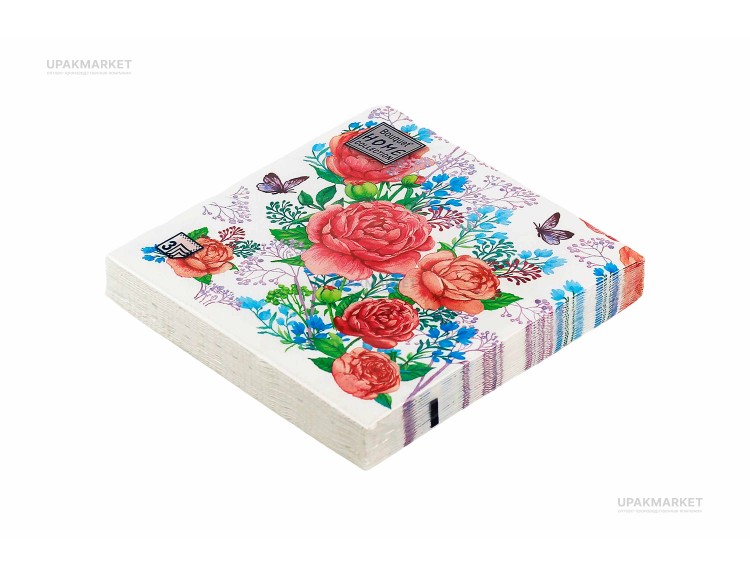 Салфетки 33х33 трехслойные Art Bouquet 20 шт Цветущие розы — UPAKMARKET
