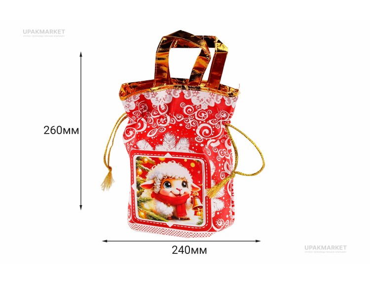 НГ Мешок 26х24х10 /5упх20шт/ /100шт/ /500шт/ блестящие — UPAKMARKET