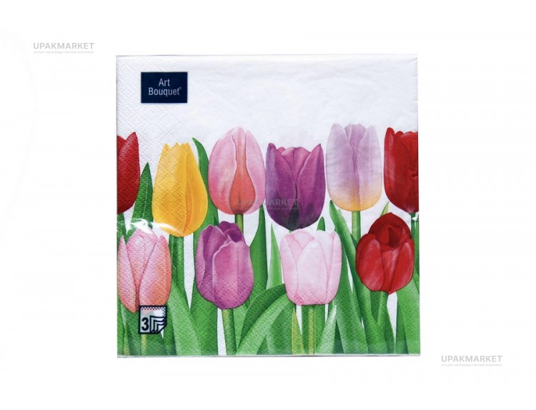 Салфетки 33х33 3 - слойн. Art Bouquet 20 шт  Море тюльпанов — UPAKMARKET