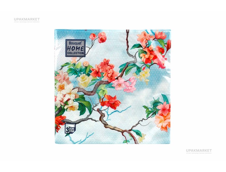 Салфетки 33х33 трехслойные "Весеннее цветение" 20шт Art Bouquet — UPAKMARKET