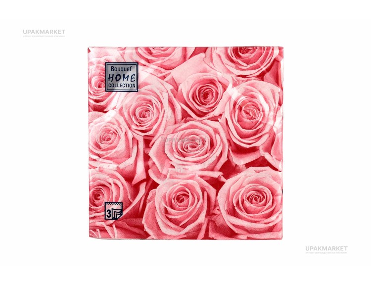 Салфетки 33х33 трехслойные Art Bouquet 20 шт Розовые розы — UPAKMARKET