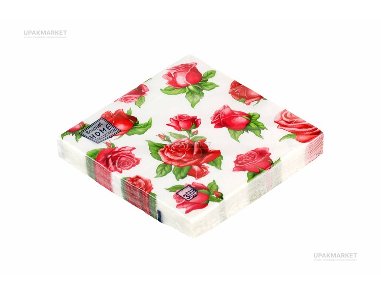 Салфетки 33х33 трехслойные "Красные розы" 20шт Art Bouquet — UPAKMARKET
