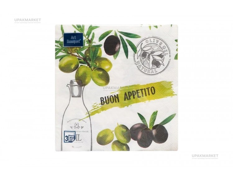 Салфетки 33х33 3х сл. "Buon appetito" (Приятного аппетита) 20шт Art Bouquet — UPAKMARKET