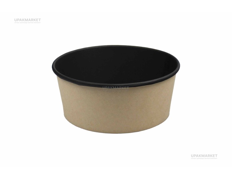 Емкость круглая Round Bowl 750 дно черно-крафт 150(128)х60мм вместимость 750мл OSQ (OCQ, OCIQ, ОСК, ОЭСКЬЮ, ОСИКЬЮ) — UPAKMARKET