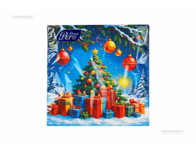 Салфетки НГ 33х33 3-х слойная "Новогодний сюрприз" 20 штук GrandPero Deluхе — UPAKMARKET