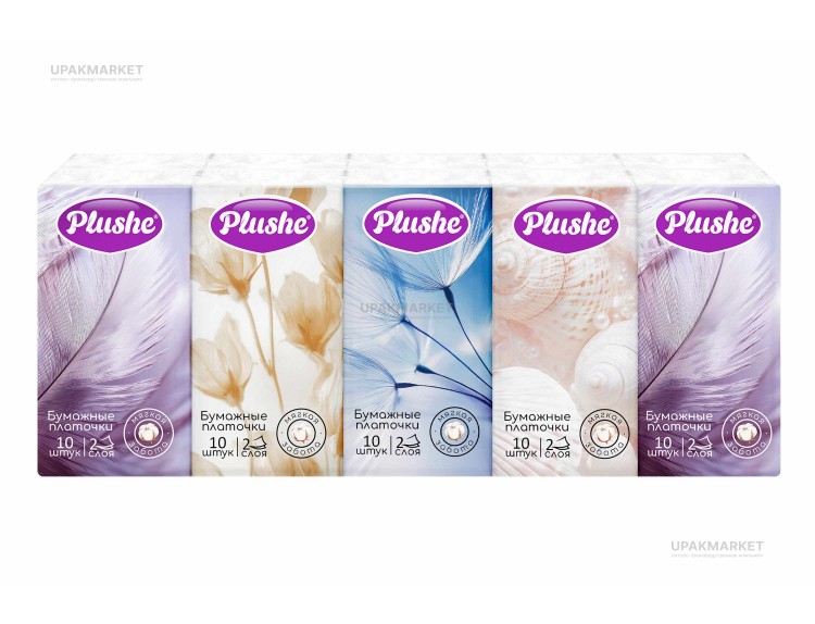 Платочки бумажные 2х сл. 10л PLUSHE Classic Standard/Классик /28уп х 10шт/ — UPAKMARKET