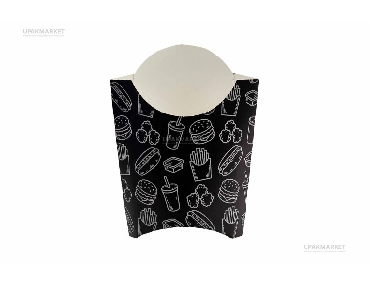 Картонный короб под фри L 150 гр  90х48х132 МЕГА большой Black — UPAKMARKET