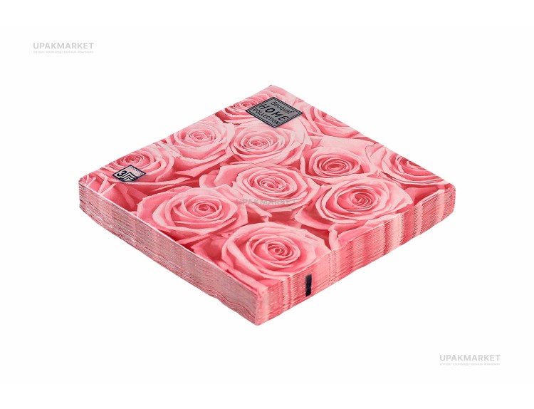 Салфетки 33х33 трехслойные Art Bouquet 20 шт Розовые розы — UPAKMARKET
