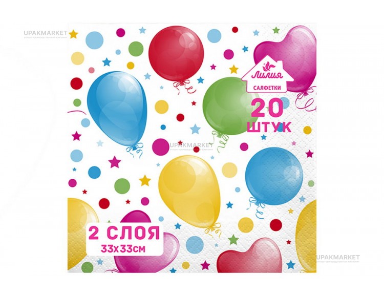 Салфетки 33х33 "Праздник" 2-х слойные, 20 листов, ЛИЛИЯ — UPAKMARKET