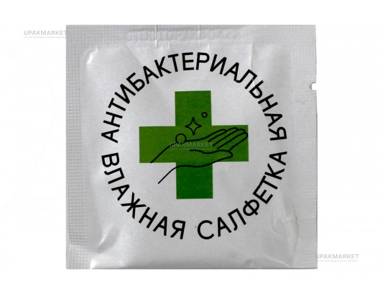 Салфетка влажная в индивидуальной упаковке Антибактериальная 135x135мм Студиопак — UPAKMARKET