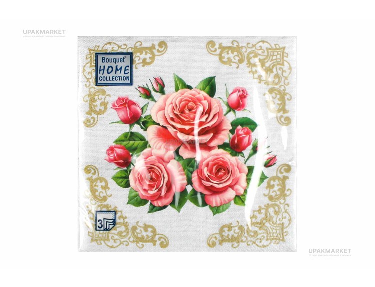 Салфетки 33х33 трехслойные Романтический букет Art Bouquet 20 шт — UPAKMARKET