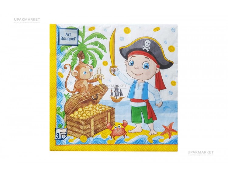 Салфетки 33х33 3х сл. "Пиратская вечеринка" 20шт Art Bouquet — UPAKMARKET