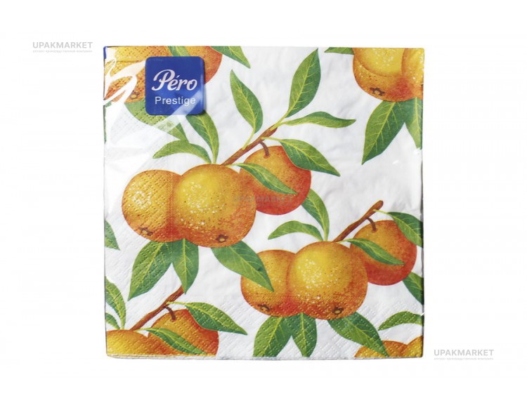 Салфетки 33х33 3х сл. "Апельсины" 20л PERO Prestige — UPAKMARKET