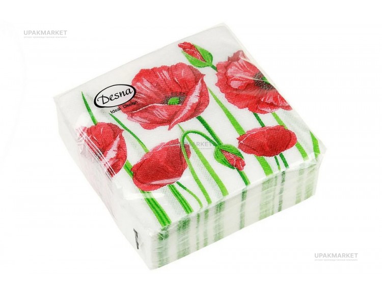 Салфетки 25х25 "Красные маки" 1 сл. 40л ДЕСНА — UPAKMARKET
