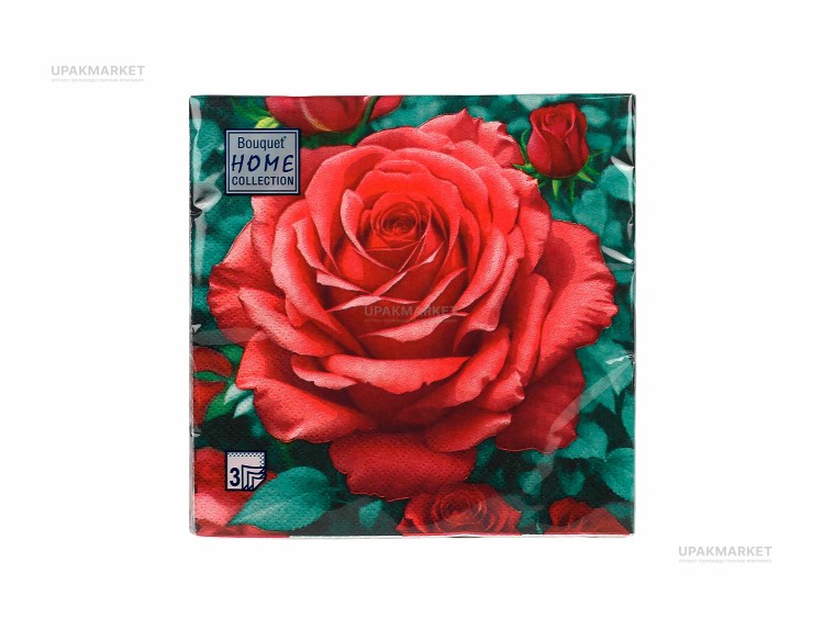 Салфетки 33х33 3 слоя "Прекрасная роза " 20шт Art Bouquet — UPAKMARKET