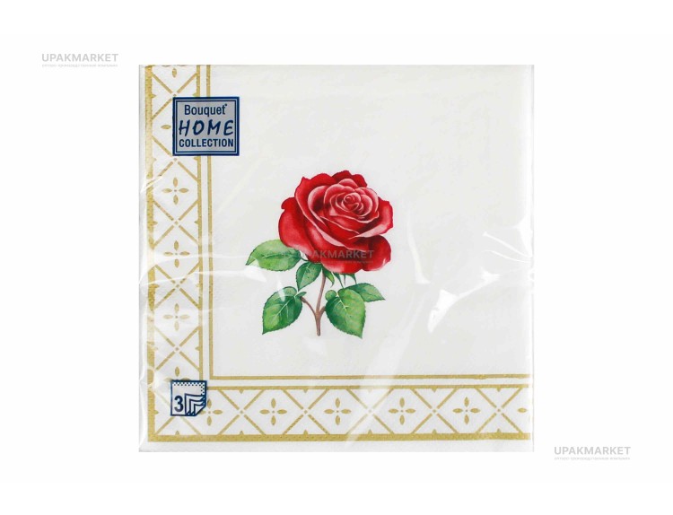 Салфетки 33х33 трехслойные Романтическая роза Art Bouquet 20 шт — UPAKMARKET