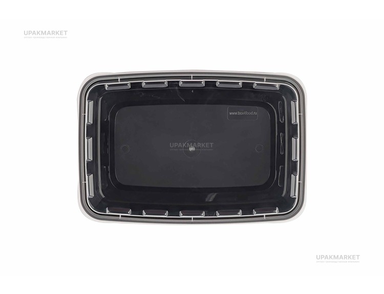 Контейнер 0,83л  207х140х40 1-секц. с крышкой черный ПП ВЗЛП — UPAKMARKET
