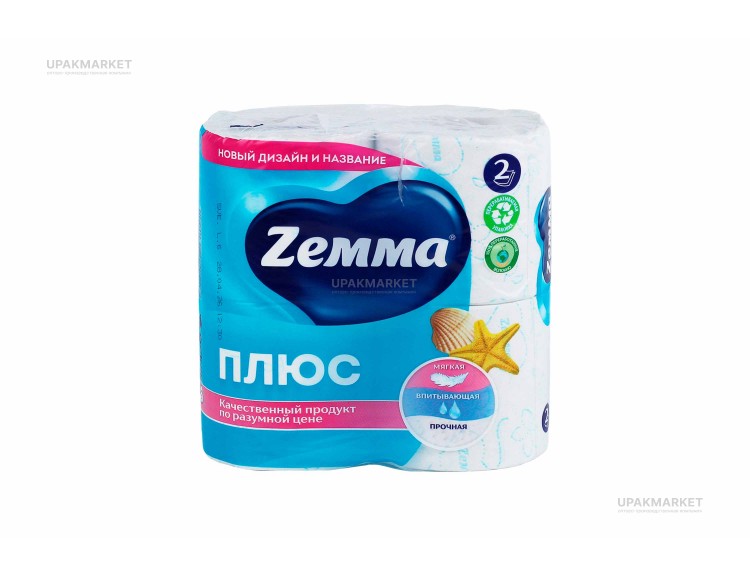 Туалетная бумага ZEMMA Плюс 2слоя Океан 4шт — UPAKMARKET
