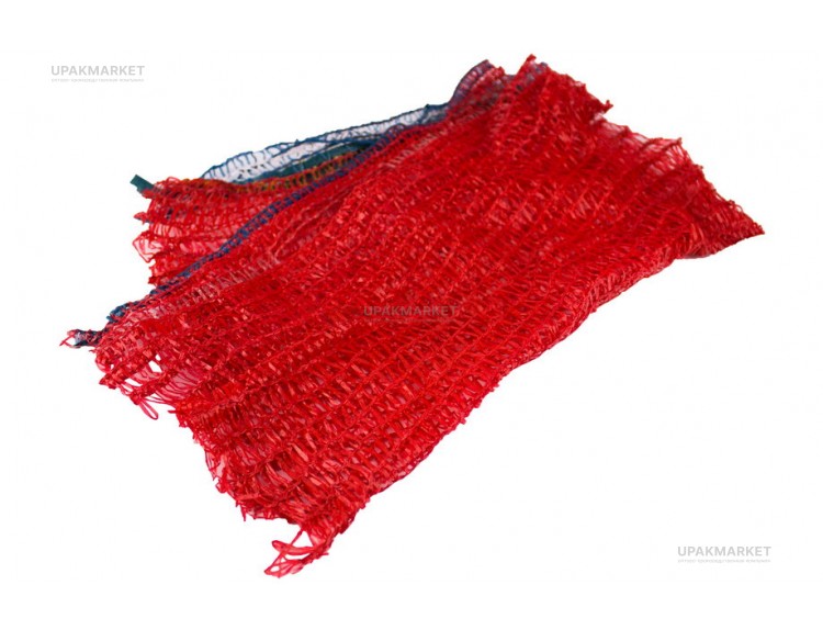Сетка-мешок с завязками 30х47 красная до 10кг — UPAKMARKET