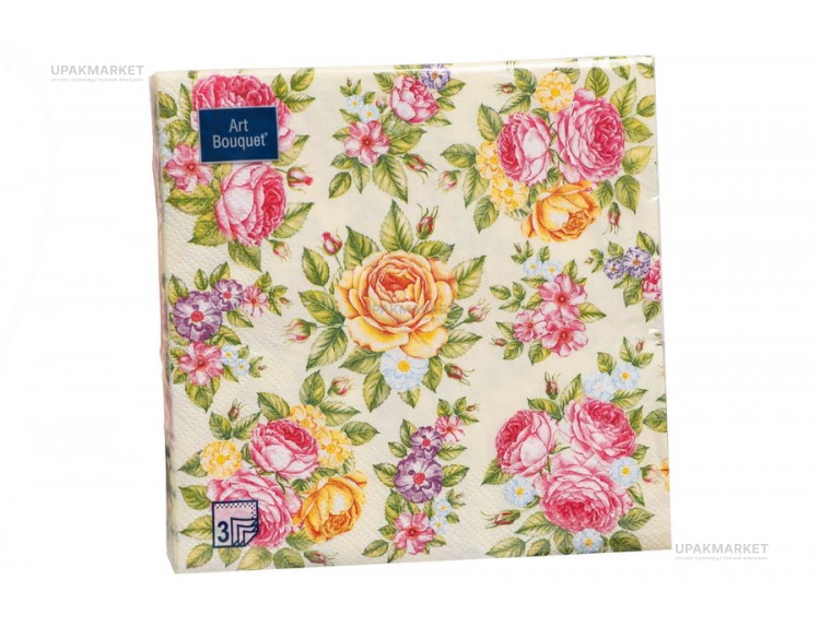 Салфетки 33х33 3 - слойн.Art Bouquet 20 шт  Поле роз — UPAKMARKET