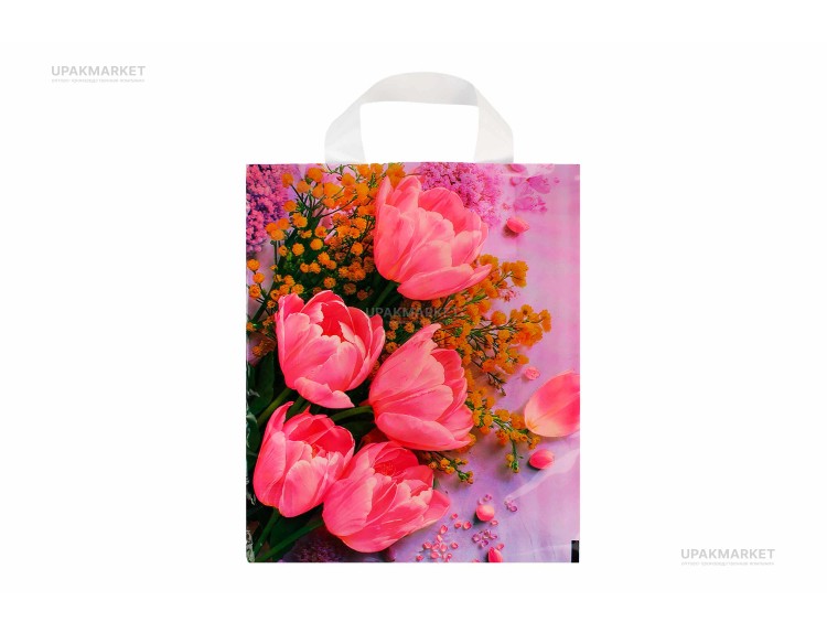 Пакет с петлевой ручкой 25х30 "Весенний букет" 60мкм МП /40уп х 25шт/ — UPAKMARKET