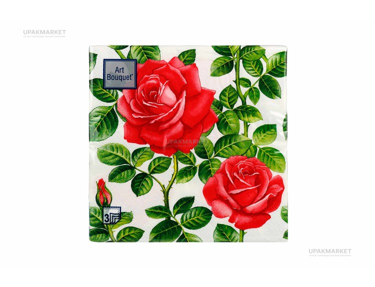 Салфетки 33х33 трехслойные "Английская роза " 20шт Art Bouquet — UPAKMARKET