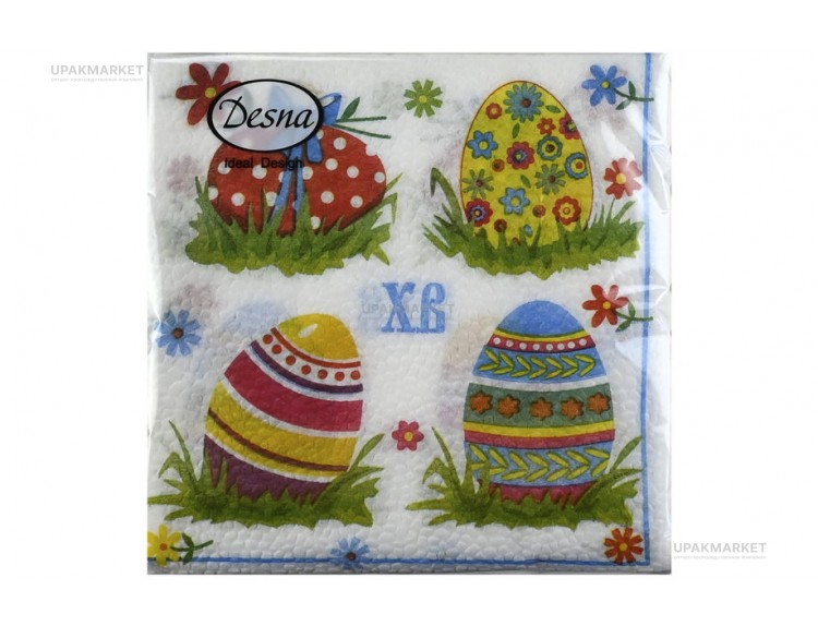 Салфетки 25х25 1-слойн. ДЕСНА 40л Пасхальные яйца — UPAKMARKET