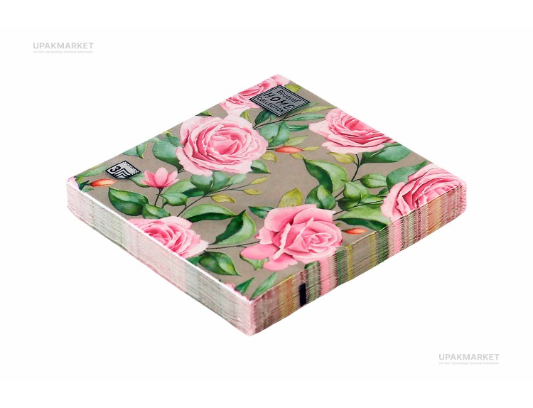Салфетки 33х33 трехслойные Art Bouquet Очаровательные розы  20 шт — UPAKMARKET