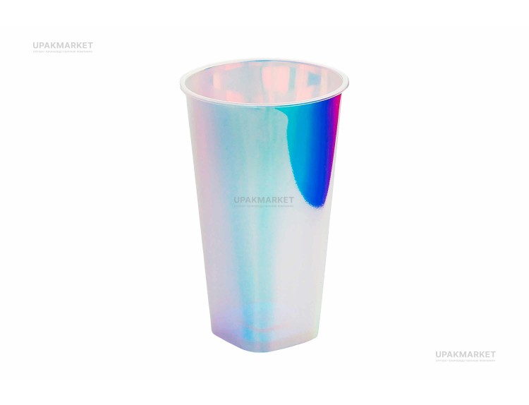 Стакан 500мл Bubble Cup с квадратным дном перламутр 6шт. (48шт/кор) Миксы — UPAKMARKET
