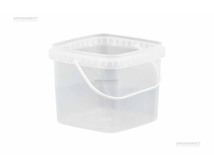 Ведро/крышка 1л прозрачное квадратное /131х131х110/ — UPAKMARKET