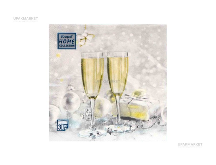 Салфетки НГ 33х33 3х сл. "Брызги шапманского" 20шт Art Bouquet — UPAKMARKET