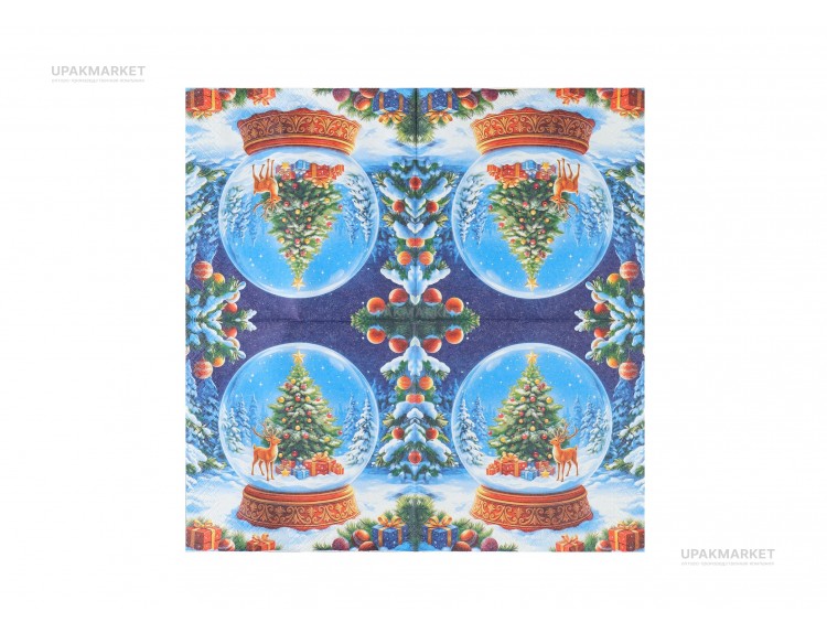 Салфетки НГ 33х33 3-х слойная "Снежный шар" 20 штук GrandPero Deluхе — UPAKMARKET